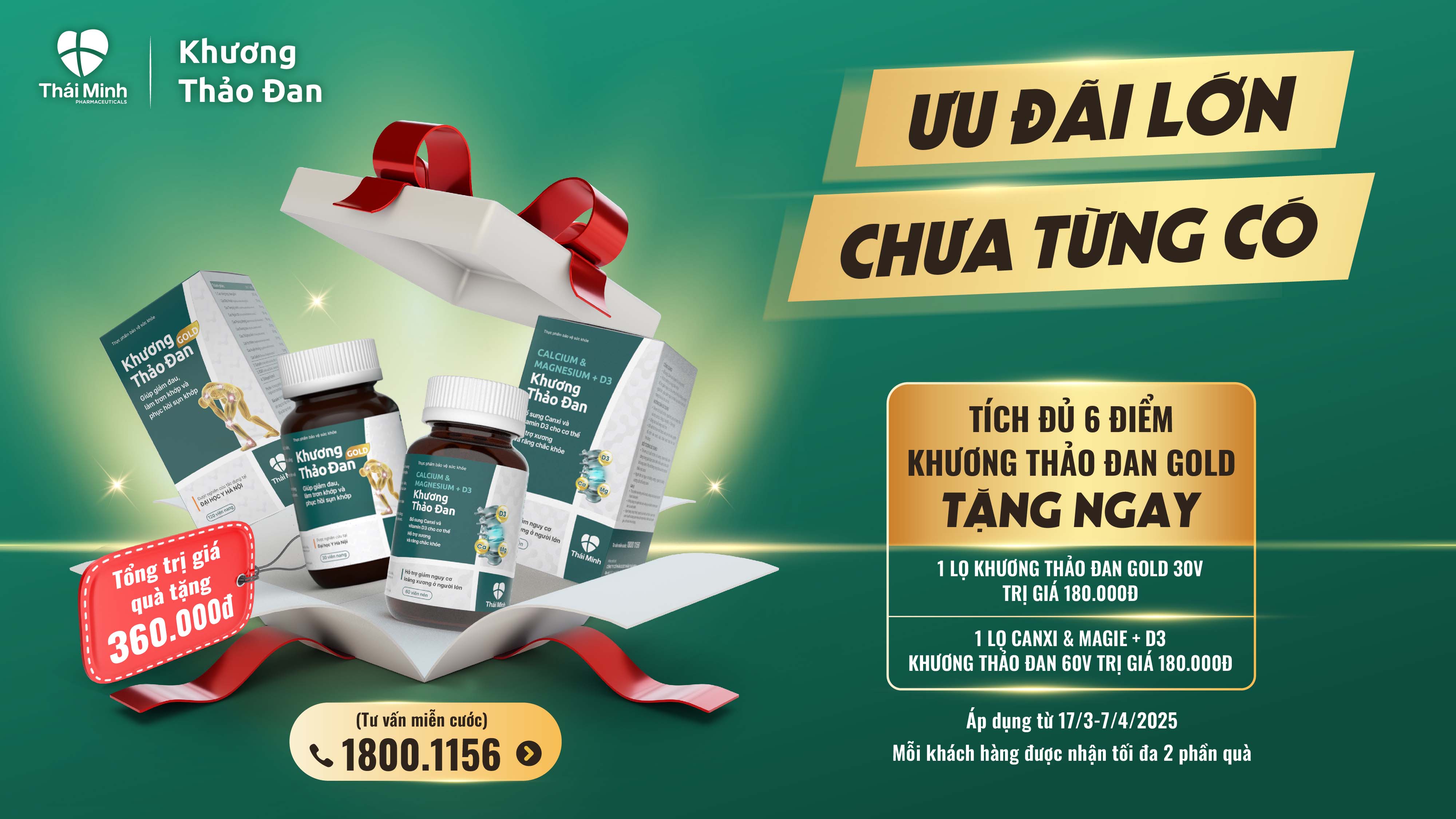 ƯU ĐÃI LỚN KHI KHƯƠNG THẢO ĐAN GOLD - NHẬN QUÀ TẶNG TRỊ GIÁ 360.000Đ